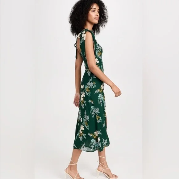 Reformation | Dresses | Reformation Green Wrap Midi Dress With Slit |  Poshmark